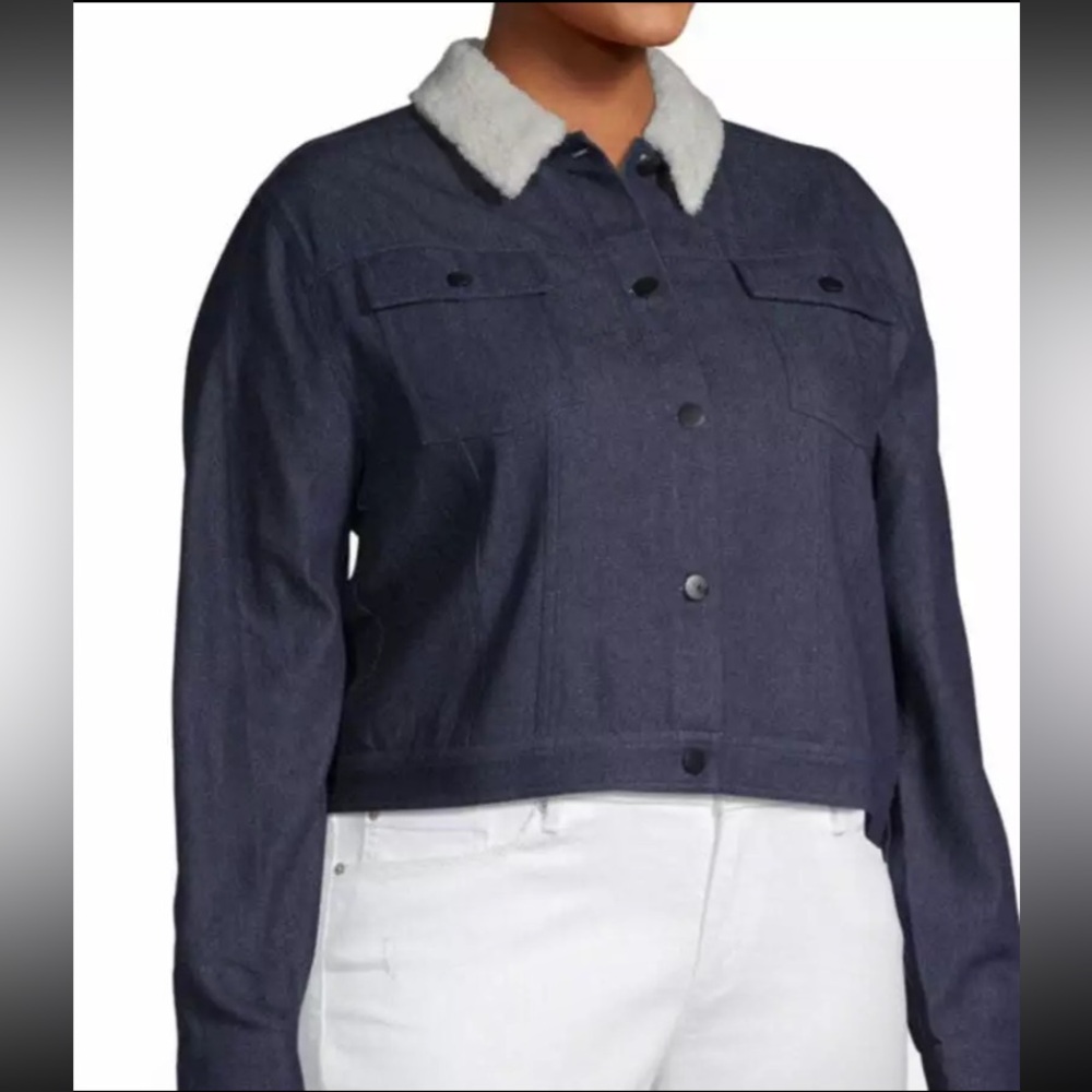 Love Sadie Sherpa-Lined Denim Jacket Size XL